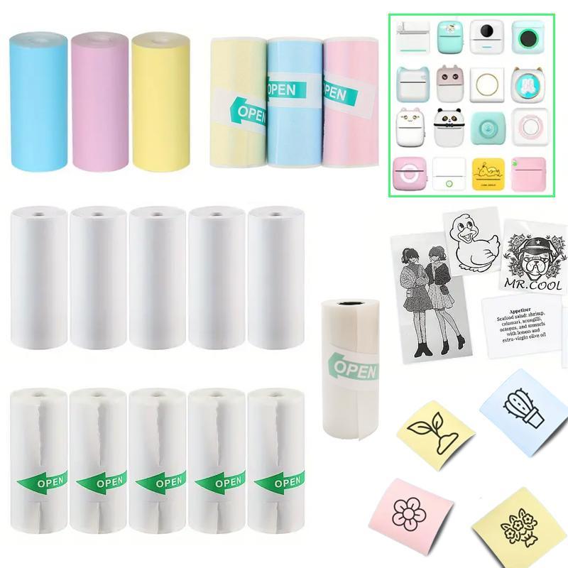 Product Introduction of Mini Printer Paper, 57mm Width Color & White Continuous Paper, Portable Printer Paper, Self-adhesive Transparent Stickers Rolls For Portable Printer, Gifts for Kids 16