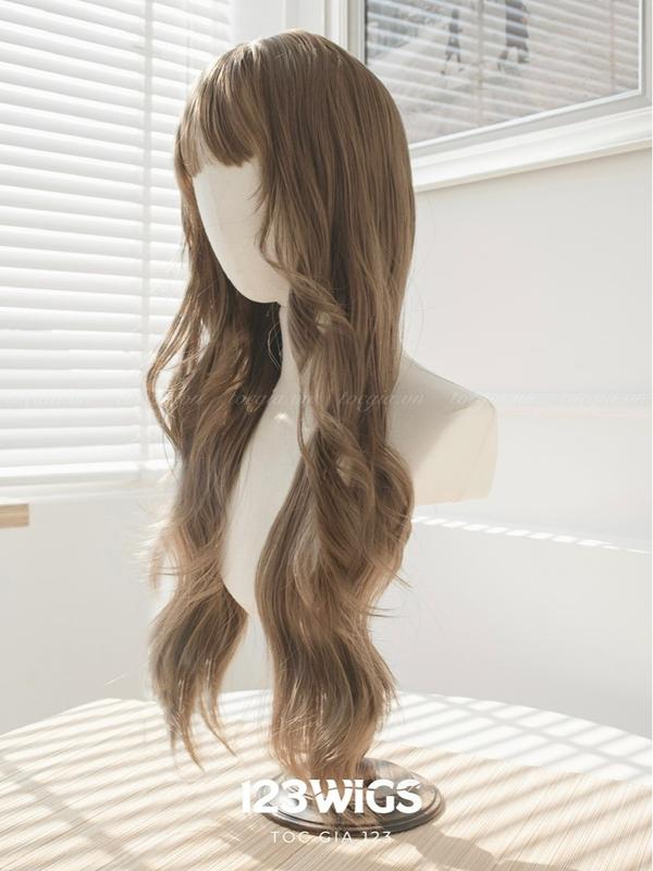 123WIGS - Tóc giả nguyên đầu hush cut xoăn mái thưa dài ngang lưng S1006 8