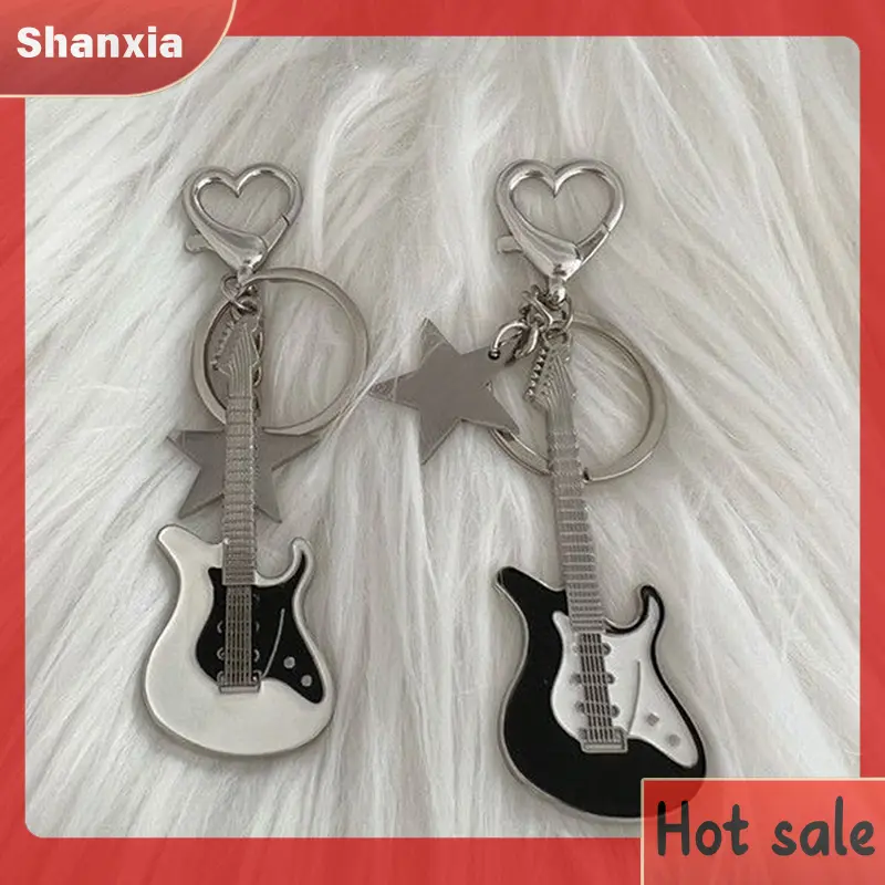 Rantai Kunci Gitar Hati Bintang, Gaya Y2K, Untuk Wanita, Trend Manis dan Sejuk, Loket Fesyen, Aksesori Estetik Vintaj, Item Hadiah, Ketibaan Baru