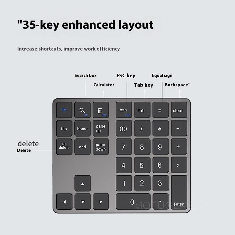 Product Introduction of Bàn phím số, Bàn phím số K35, Không dây 2.4Ghz và Bluetooth, Có Thể Sạc Lại USB C, Tương thích với IOS, Android và Windows, Bàn phím kỹ thuật số 2