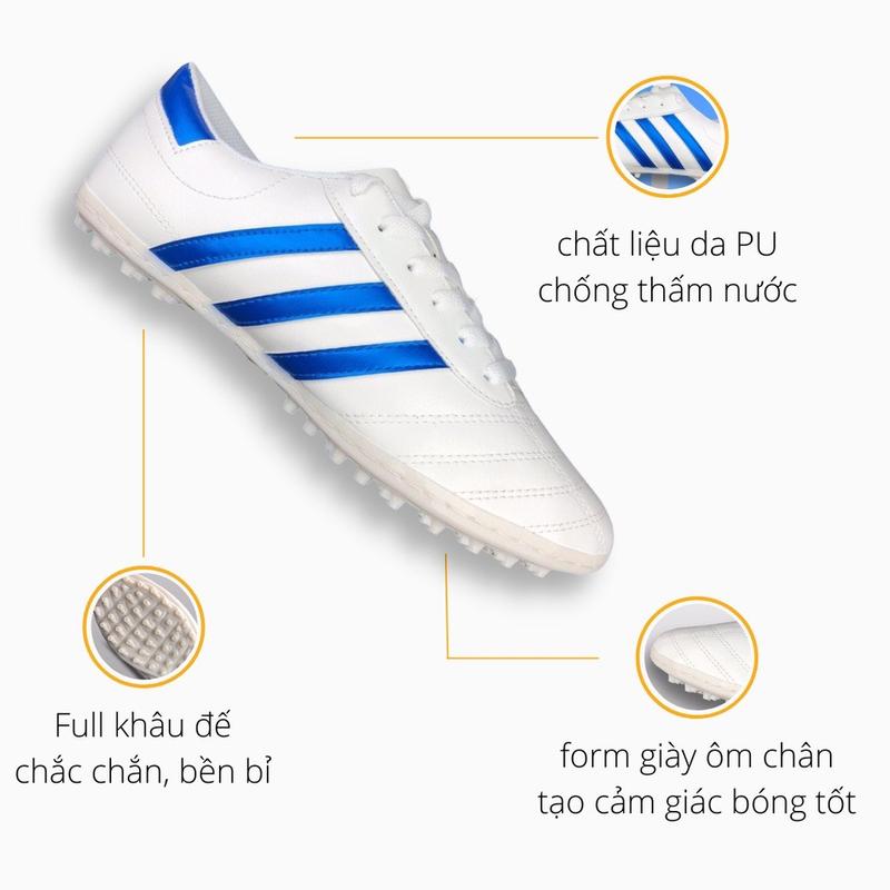 Giày Đá Bóng Wika CT3 Ba Sọc Chính Hãng Bóng Đá Sân Cỏ Nhân Tạo, Giày Đá Banh Chất Liệu Da Cao Cấp Đã Được Khâu Đế