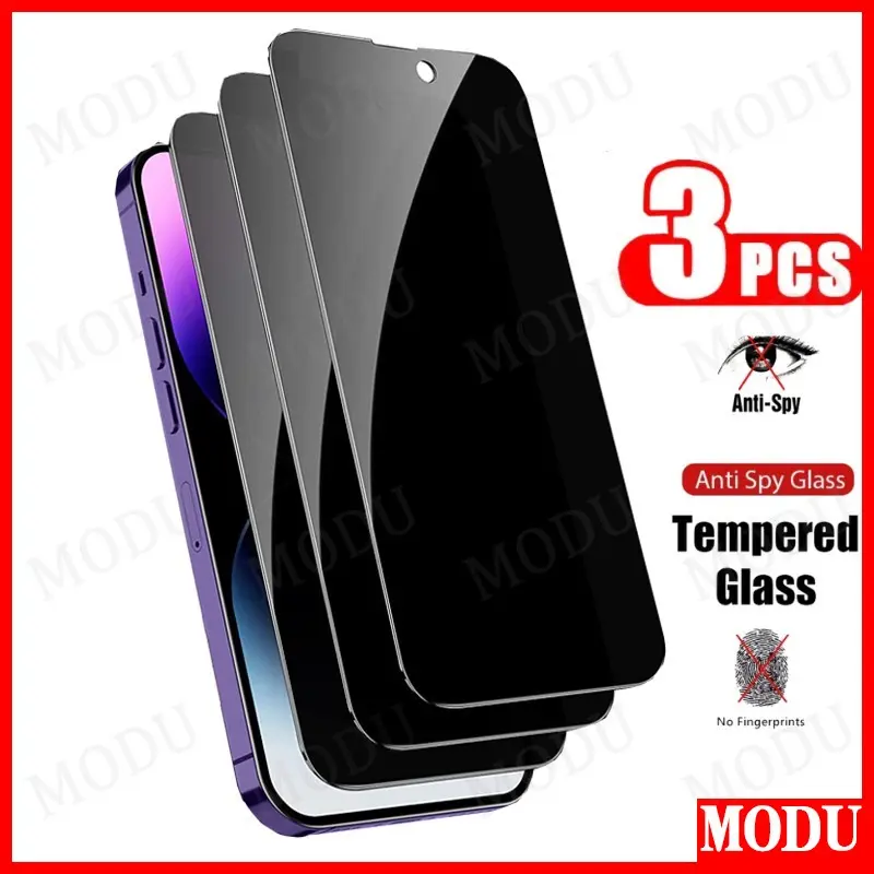 3PCs anti-spy privacy tempered glass iPhone 16 15 14 13 12 11 pro Max X Xs XR 7 8 6 6S se  Pro Plus screen protector