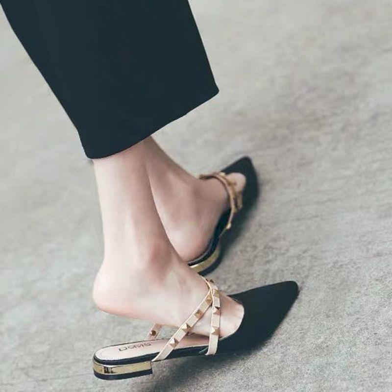 Dép Bít Mũi Cho Nữ, Thời Trang, Dễ Phối Đồ, Mũi Nhọn, Đế Bằng, Phong Cách Hàn Quốc, Thích Hợp Cho Mùa Xuân Và Mùa Hè, Hàng Mới Về 2025 3