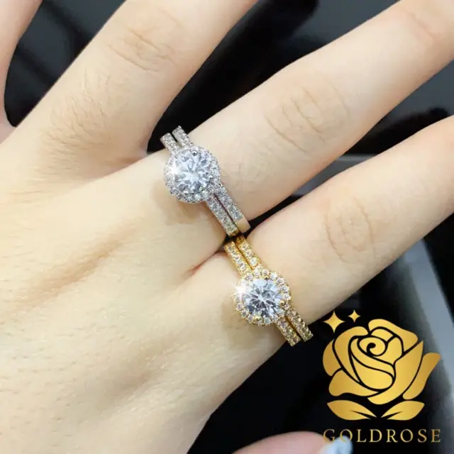 Cincin Couple Titanium 2in1 Bulat Lapis Emas 18k ANTI KARAT perhiasan crystal swarski permata wanita cincin