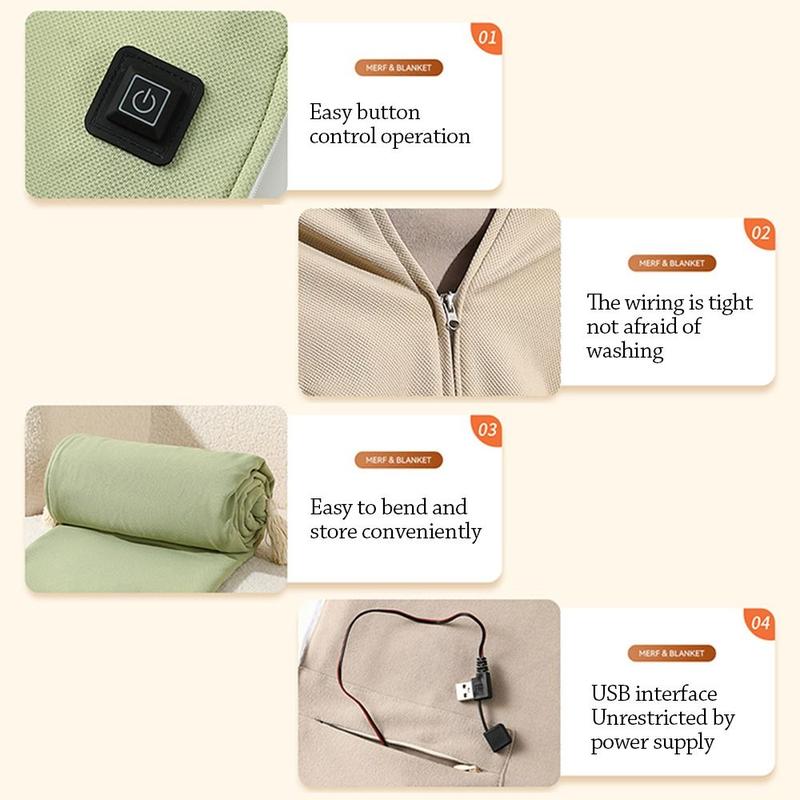 Product Introduction of Office Wearable USB Electric Heated Blanket Washable Portable Heating Lap Blanket Warm Clothing Warm Shawl for Winter 11