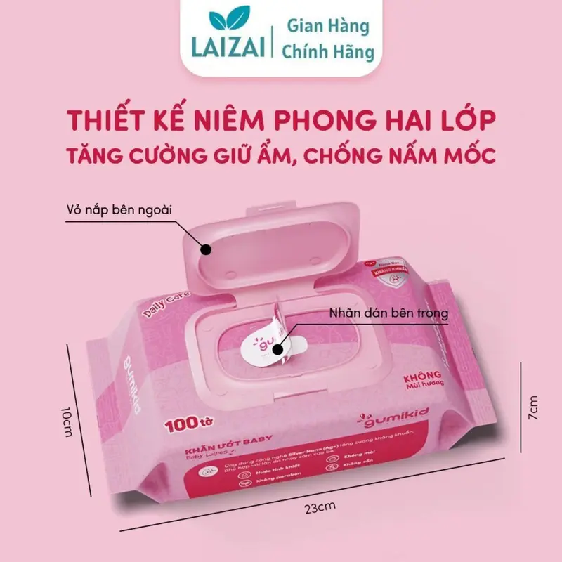Combo 10 Gói Khăn Ướt GUMI Kid Phiên Bản Mới Có Thêm Công Nghệ Nano Giá Không Đổi, Bịch Khăn Ướt 100 Tờ, An Toàn Cho Bé GUGM-012 1