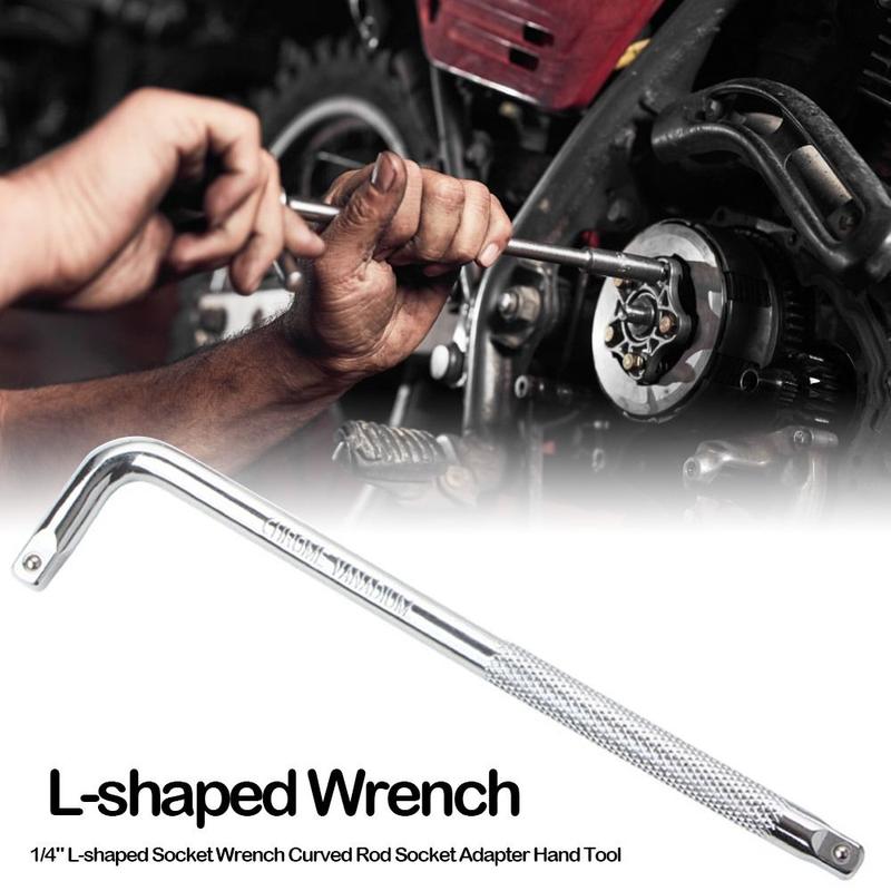 High Hardness 1/4" L-shaped Wrench Hand Tool Square Interface Socket Wrench High Torque L-shaped Spanner Mechanical Maintenance 0