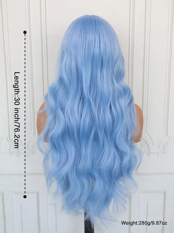30 Inch Long Wavy Synthetic Wigs for Women, Gorgeous Fluffy Wigs without Bangs, Heat Resistant Synthetic Lace Front Wigs for Party, Daily Use 8