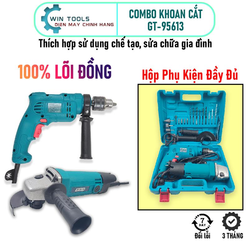 Bộ máy khoan+ máy mài cầm tay GT-95613 giá rẻ đủ phụ kiện, phù hợp sử dụng gia đình