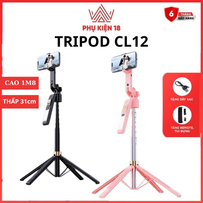 TRIPOD AI CL12 3IN1 hỗ trợ quay nhận diện Theo Dõi Khuôn Mặt  Quay Video, Livestream, Tiktok, Tự Động Xoay 360o tích hợp 3in1, AI nhận diện tự động xoay , gậy chụp ảnh tripod,remote chụp ảnh