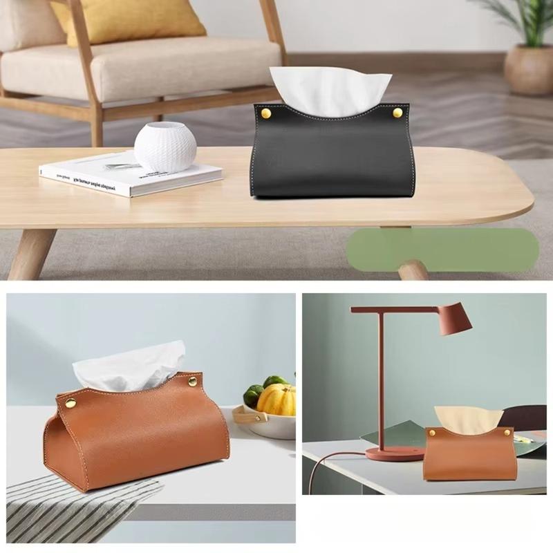 Product Introduction of haesdo Simple PU Leather Tissue Box Large Foldable Napkin Holder Multi-purpose Waterproof Kitchen Storage Paper Box Living Room Kitchen 13