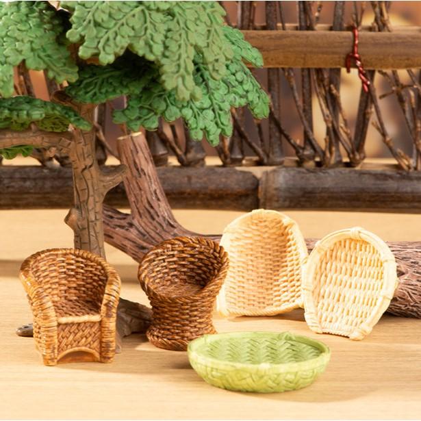 Mô hình bàn ghế tre, rổ tre, sọt tre size mini decor tiểu cảnh, trang trí nhà mô hình ( có clip thực tế ) 4