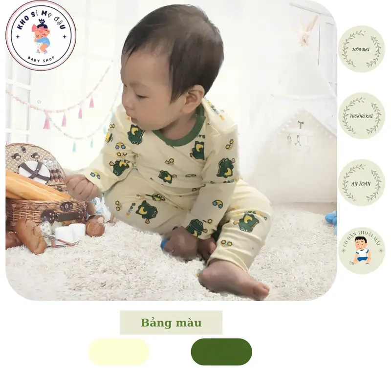 6-20kg Bộ quần áo thu đông in hình KHỦNG LONG,SIÊU NHÂN cho be trai,chất vải cotton,mềm mịn thấm hút,thoáng khí tốt. 5