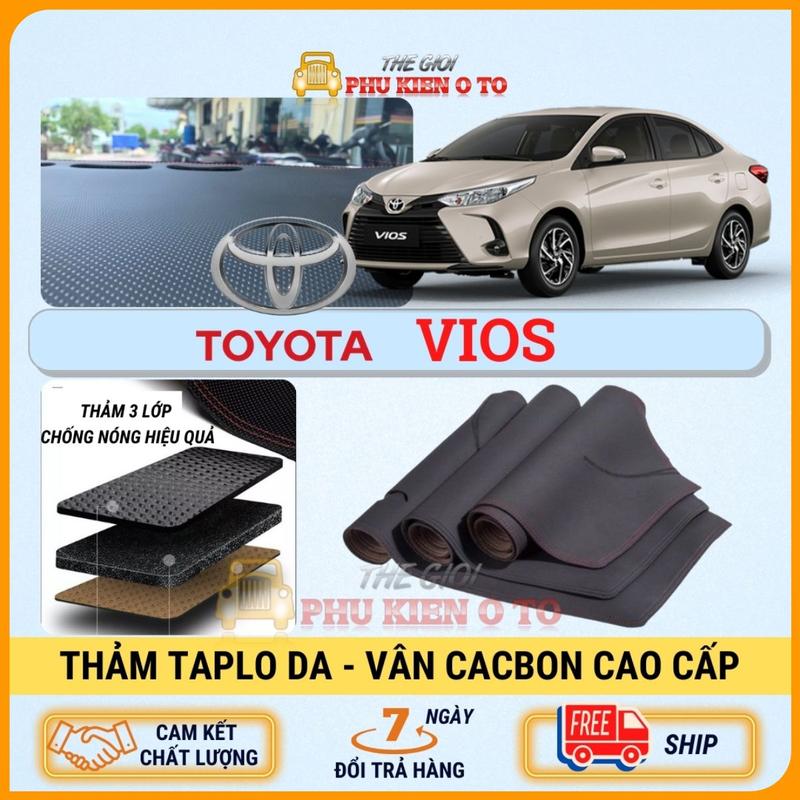 Thảm taplo ô tô Toyota VIOS 2014 - 2024 da Cacbon cao cấp, chống nóng ô tô hiệu quả