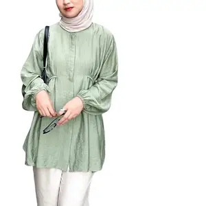 Alesa Blouse - Kemeja Blouse - Atasan Wanita - Blouse Polo Linen Baju Busui Kancing Kerah