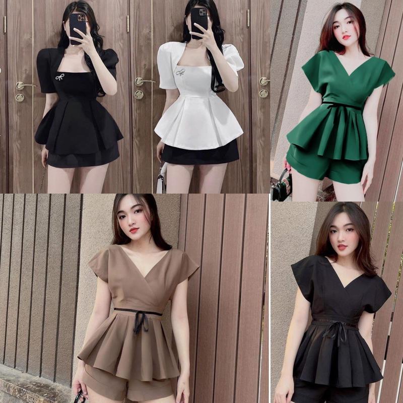 Thời Trang Bigsize Set Quần Áo Dự Tiệc Vải Cotton Lạnh 50 - 100Kg Dễ Thương Top Nữ Jean Đen Women Xoè - A.1157