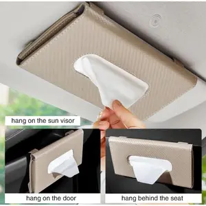 Tempat Tisu Mobil / Kotak Tissue Gantung Car Sun Visor Jepit PU Leather Wadah Tisu Mobil Tempat Tisu Kotak Tisu Sunvisor Mobil