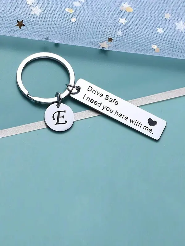 Drive Safe Letter Pattern Keychain, Stainless Steel Keychain for Car Keys, Fashion Accessories for Men & Women, Gift for Him Her Boyfriend Husband 4