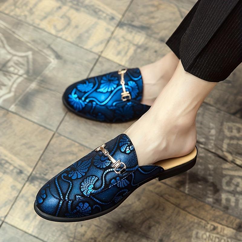 Men'S Casual Outdoor Trendy Slip-On Loafers with Colorful Pattern, Pointed Toe, All-Season, Spring/Summer/Fall/Winter, Daily & Casual, Party, Street Wear, Golden Accents, Faux Upper & Inner, Rubber Sole, Faux Insole 4