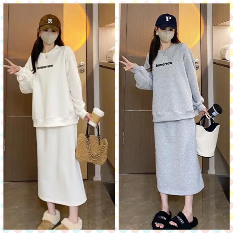 SET VÁY BẦU THU ĐÔNG gồm áo kèm chân váy SANG CHẢNH CAO CẤP thiết kế chất NỈ BÔNG ĐẸP S5