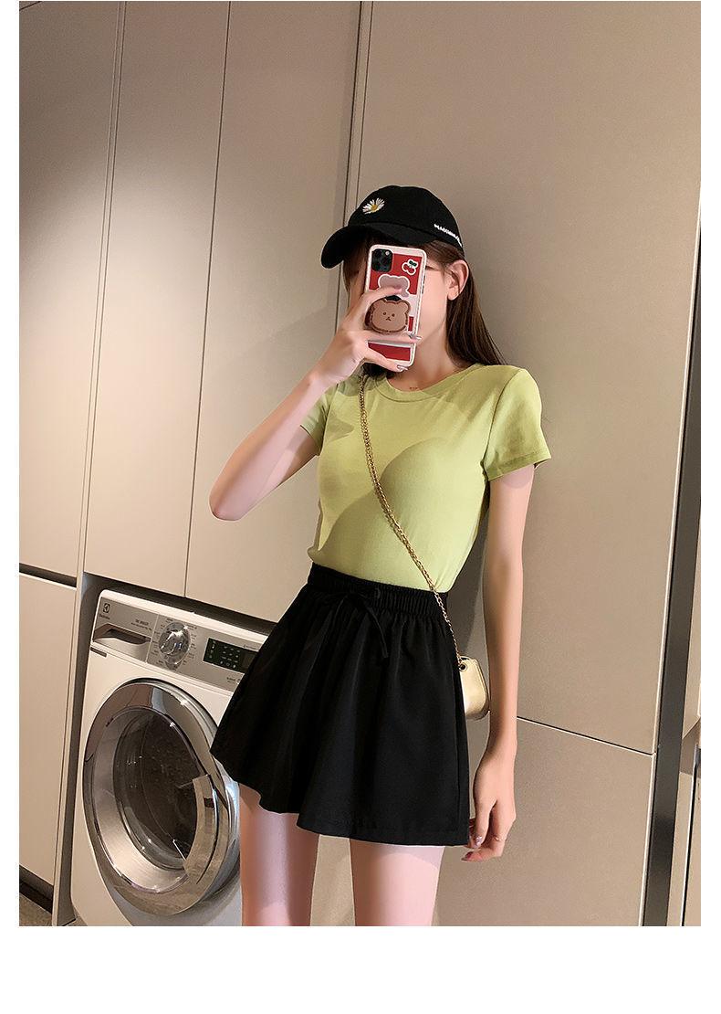 Product Introduction of Ice Silk Shorts for Women, Summer Thin Wide-Leg Casual A-Line Shorts, Versatile High-Waisted Home Three-Quarter Shorts for Women, Trendy Outdoor Wear 22