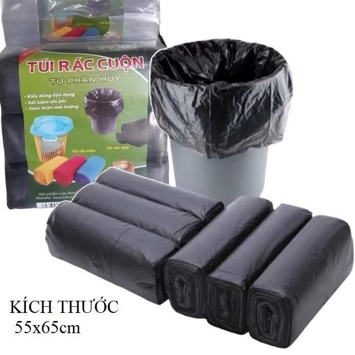 ComBo 12 Cuộn Túi đựng rác tự phân hủy đen không lõi size( 60x55cm) vừa thùng Sơn Kitchen