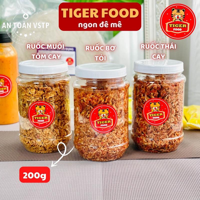 Ruốc tẩm gia vị 200g TIGER FOOD Tép ngon mix muối tôm,bơ tỏi, thái cay SIÊU GHIỀN dùng cho nhiều món Ăn Vặt Snack