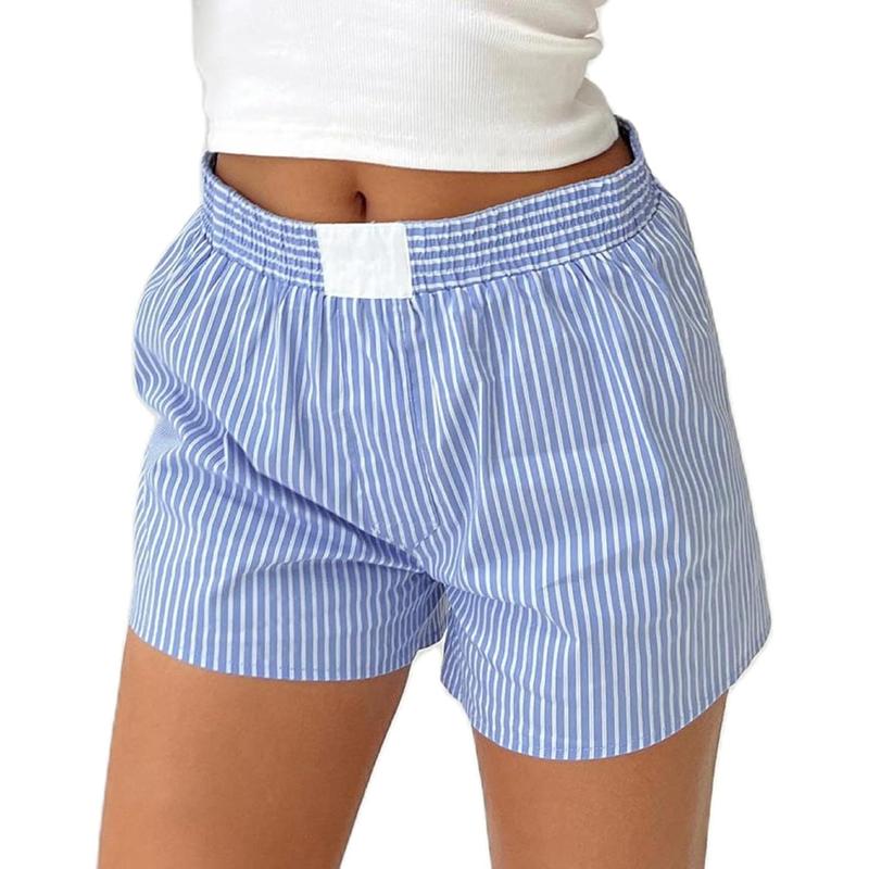 TikTok Shop Women Pajamas Shorts Striped Cute Pj Short Pants Gingham Lounge Shorts Sleep Bottoms Elastic Waist Boxers Loungewear Nightwear