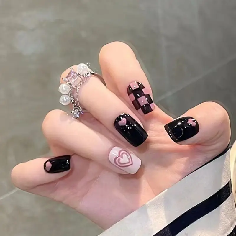 Cash on DeliveryPure Desire Style Korean Style 24 Pieces Long Lasting Waterproof Fake Nails Pink White Fake Nails Cute Princess Student Nails