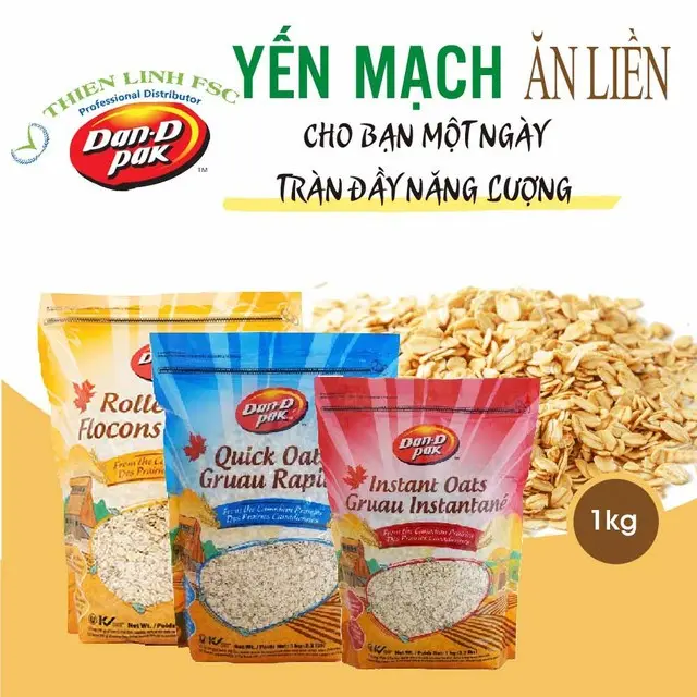 Yến Mạch (Oats) Dan. D Pak 1kg - 3 loại- dùng yến mạch trực tiếp hoặc theo công thức ăn kiêng