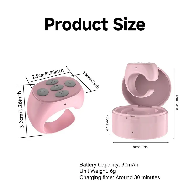 SIMSONLAB Wireless Remote Control Ring, USB Rechargeable BT Remote Control Ring, Selfie Ring for Video, Page Turning, Compatible with iOS & Android 1
