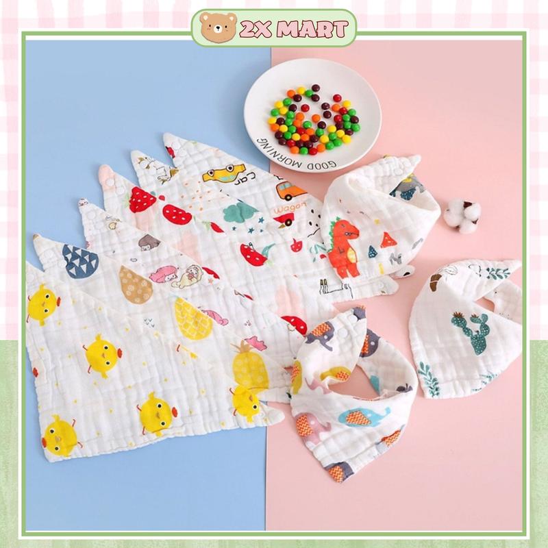 Yếm ăn dặm cho bé trai gái yếm sợi tre 6 lớp cho bé, khăn quàng cổ, ăn dặm 2x Mart