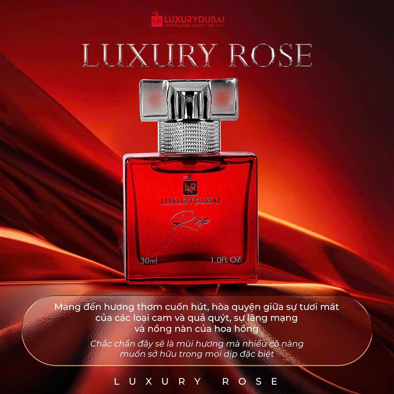 LuxuryDubai Nước Hoa Luxury Rose 30ml – Mùi Hương Cuốn Hút Tinh Tế Hòa Quyện Cam Ngọt Tiêu Hồng Lá Nhài Hoắc Hương Gợi Cảm & Sang Trọng Mang Đến Vẻ Đẹp Bí Ẩn Quý Phái & Đẳng Cấp Nữ