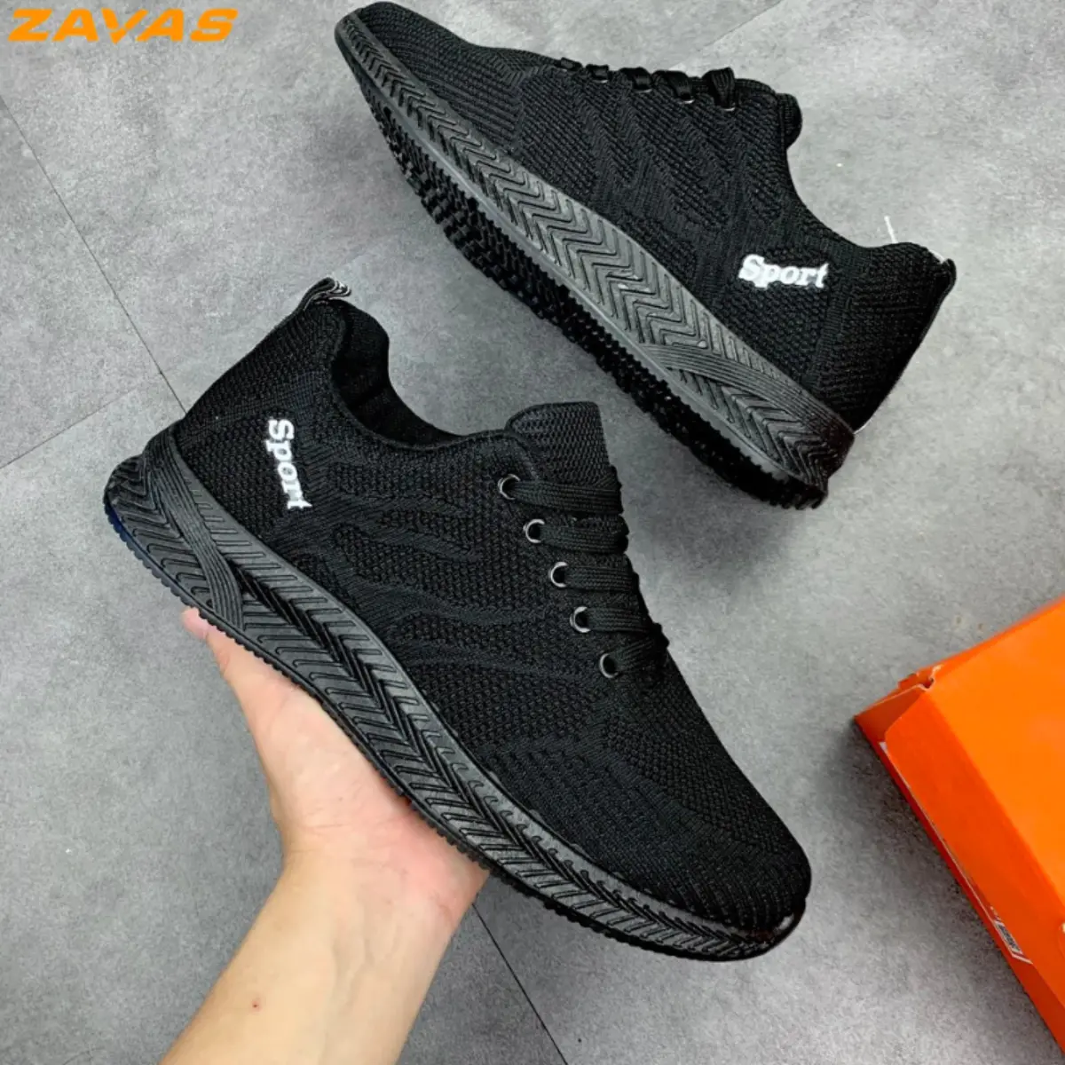 Giày Thể Thao Nam Màu Đen ZAVAS Dòng Giày Sneaker Chạy Bộ Đế Êm, Nhẹ Thoáng Khí S355 Shoes Đế Bằng
