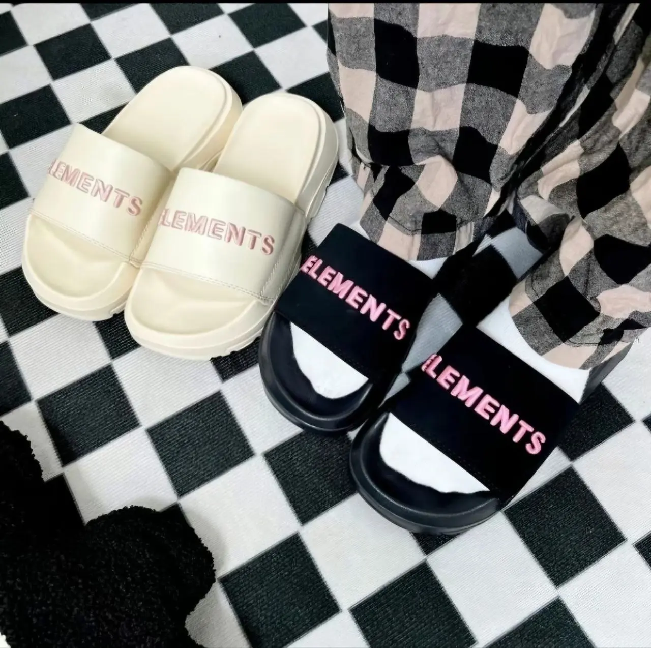Dép Elements Silde Chunky chữ thêu nam nữ Slipper DéP