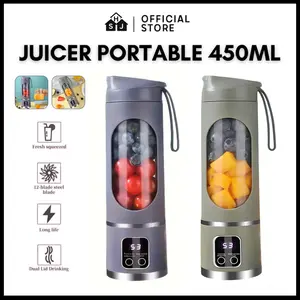 Portable Electric Juicer 450ML Digital Display Blender Portable Chargeable Electric Smoothie Maker