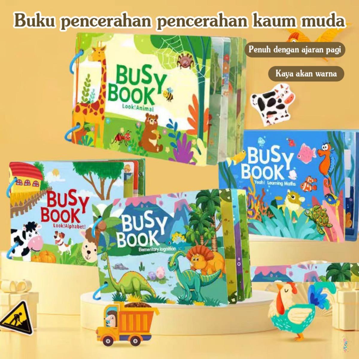 Buku Aktivitas Montessori Interaktif: Permainan Sensorik & Motorik, Pemilihan Bayi, Edukasi Dini, Mainan Pembelajaran Bayi, Buku Kain Anak
