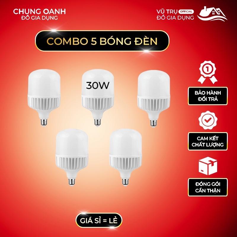 Bộ 5 bóng đèn Led 30W cao cấp tiết kiệm điện. Màu sáng: Warm trắng , Pure