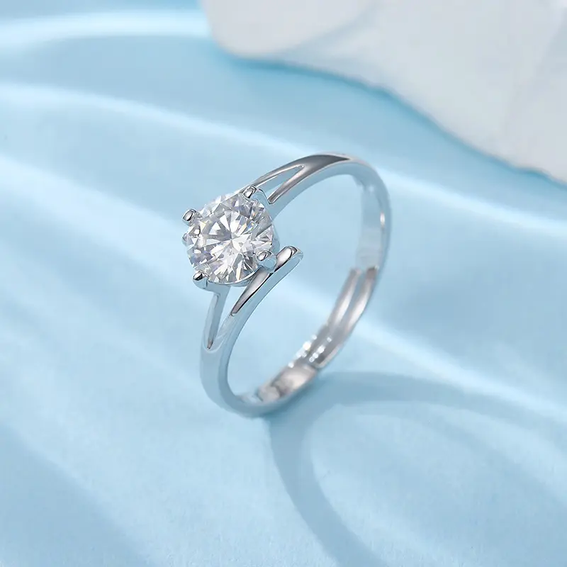 Nhẫn Moissanite, 60 Điểm, Bạc Sterling S925, Dành Cho Phụ Nữ, Thiết Kế Độc Đáo Có Thể Điều Chỉnh Cảm Giác Cao Cấp, Bút Thử Ngay Lập Tức, Nhẫn 5
