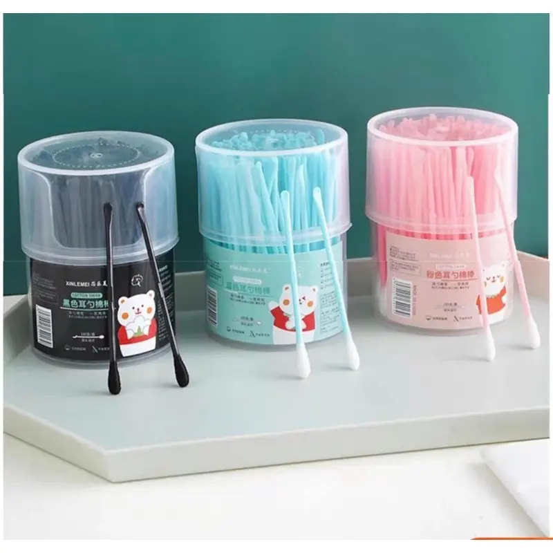 100pcs 2-in-1 Cotton Swab Ear Scoop Cotton Buds Dual-head Dual-function Use Cotton pads