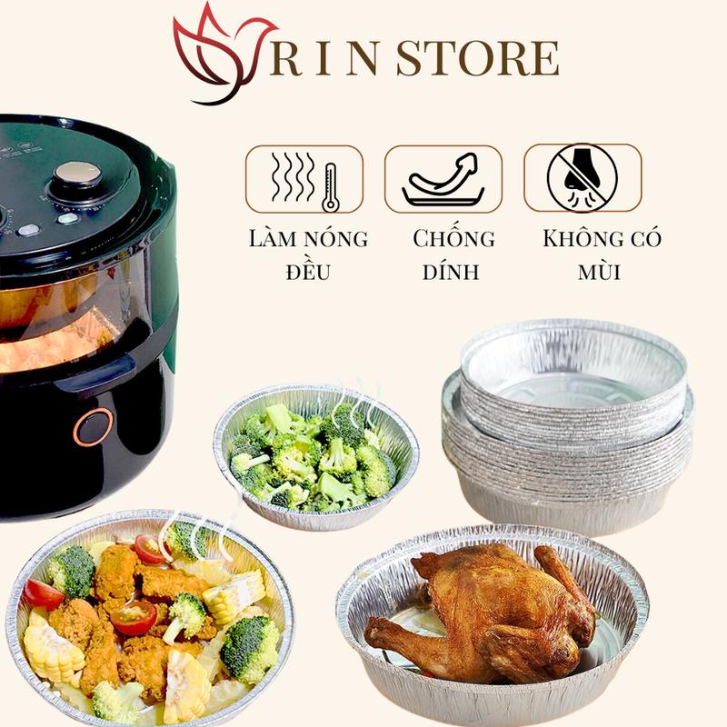  Khay Giấy bạc Lót Nồi Chiên Không Dầu Set 10 Cái Khuôn Giấy Bạc Đựng Đồ Ăn Size 16cm Tiện Lợi RIN 