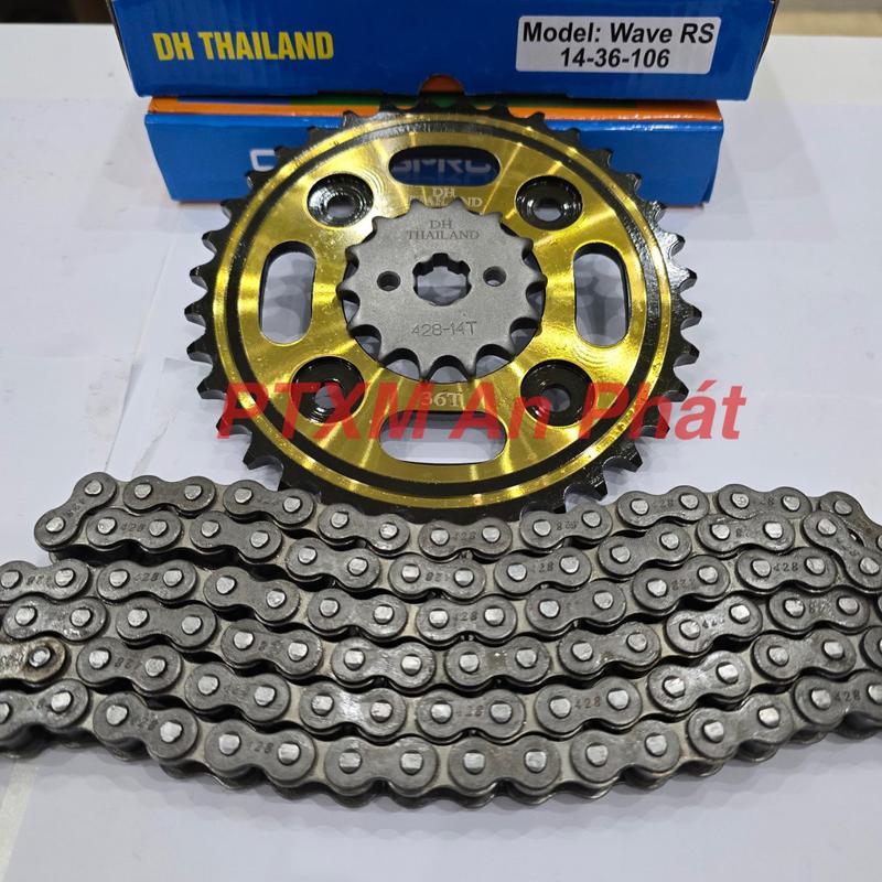 Nhông sên dĩa cho xe Dream, Wave, Sirius,Future, Tarus,.... chính hãng DH Thái Lan vàng Phụ Tùng