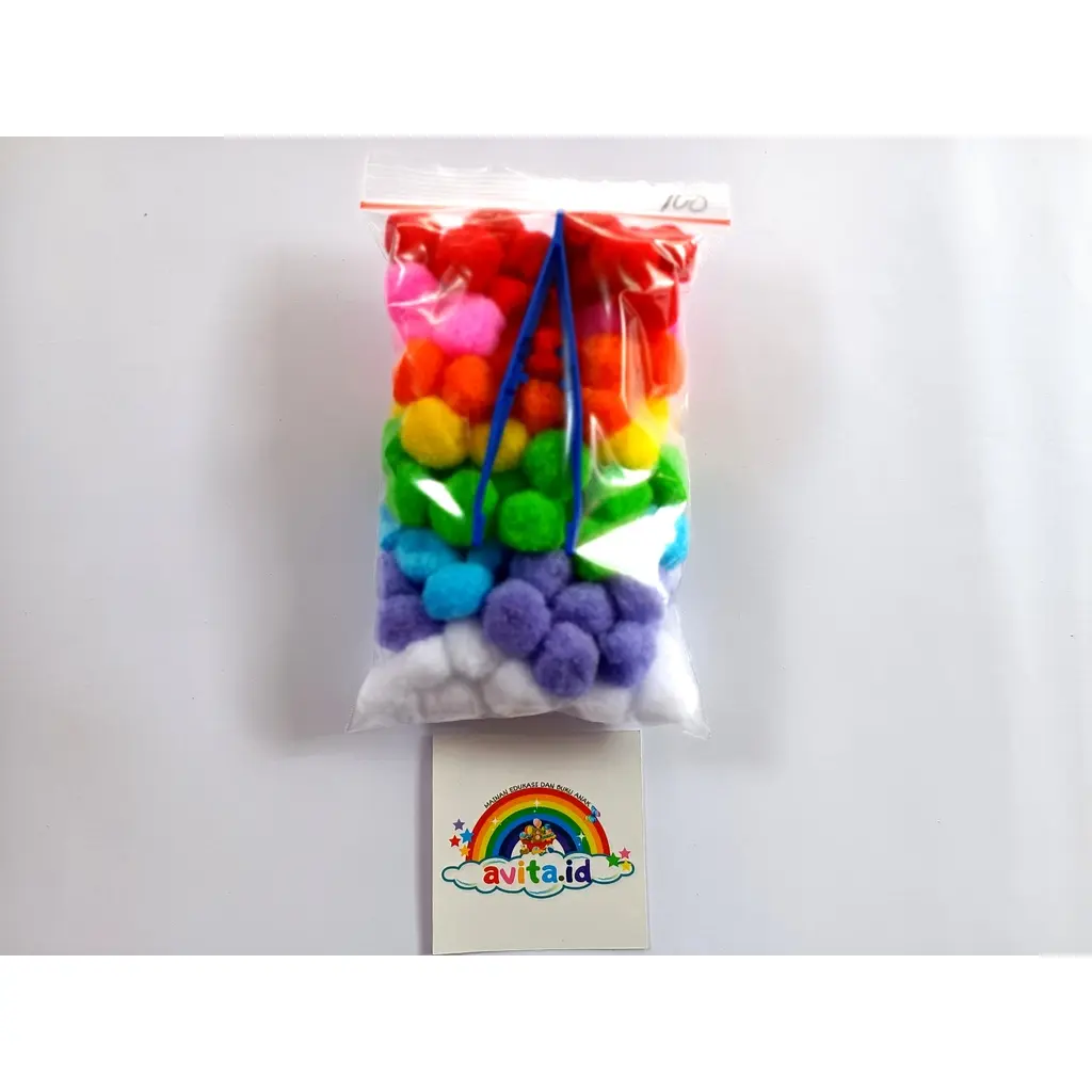paket pompom 2.5cm terlengkap isi 30, 40, 50, 60, 70, 80 & 100