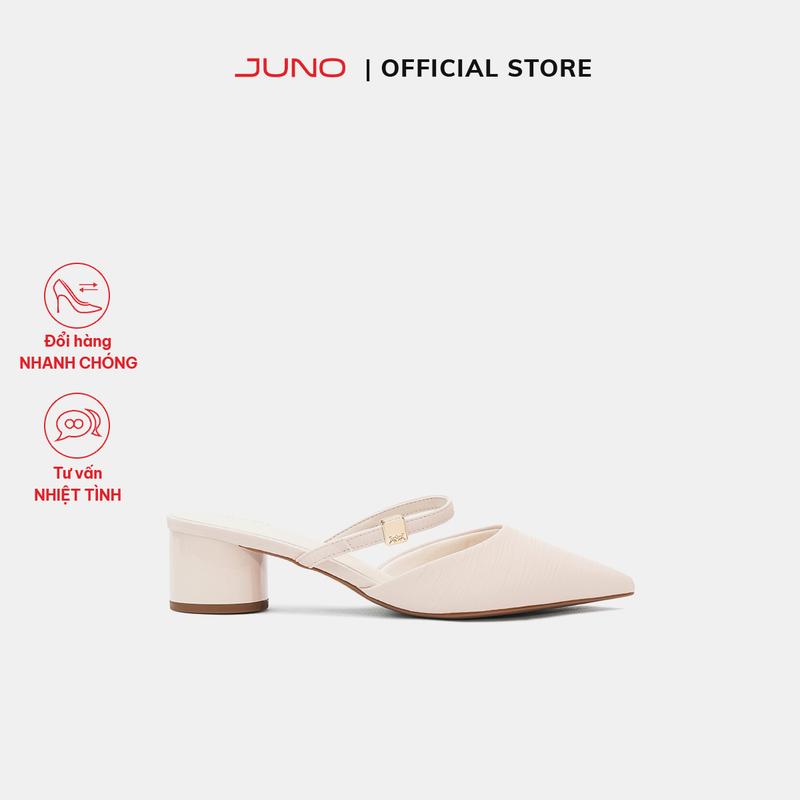 JUNO Giày Cao Gót Sục Gót Trụ Thấp Phối Quai Ngang - CG05138
