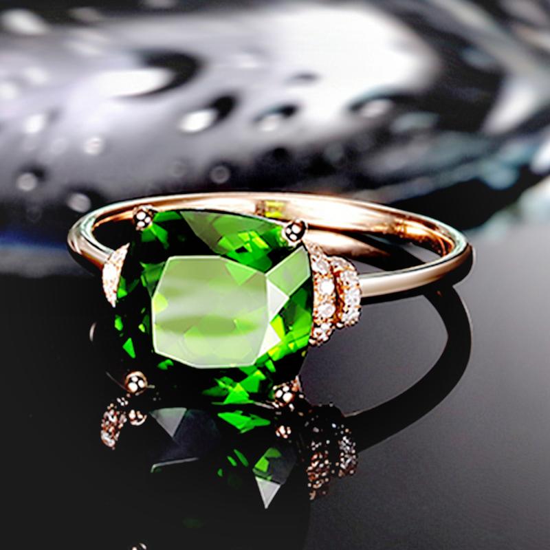 Product Introduction of Rose Gold Plated Emerald Diamond Earrings Ring Pendant Necklace Jewelry Set Exquisite Green Diamond Jewelry cincin perak ring silver silver diamond cincin perak lelaki 5