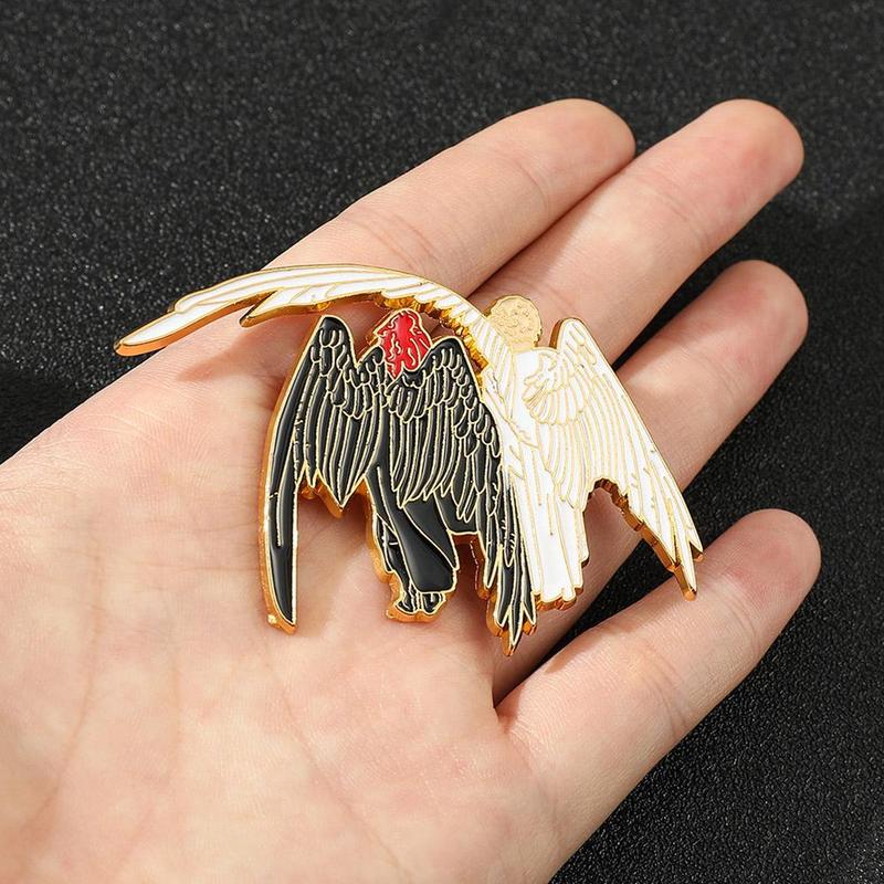 Product Introduction of Hard Metal Pin Black And White Angel Series Cartoon Couple Brooch Angel & Demon Angel Demon Badge Accessories 29