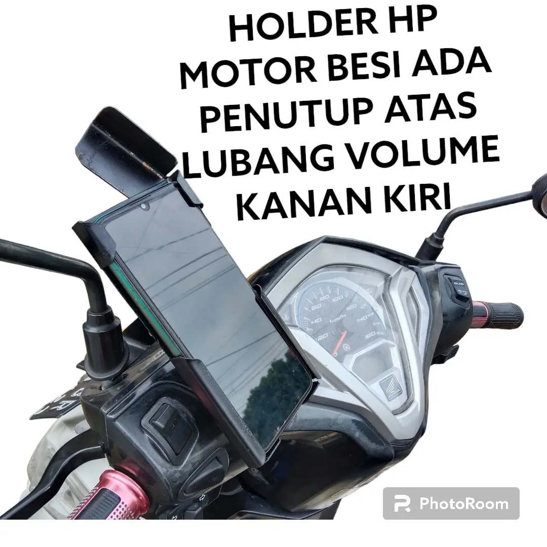 holder hp motor full besi ada penutup atas lubang voleme kanan kiri