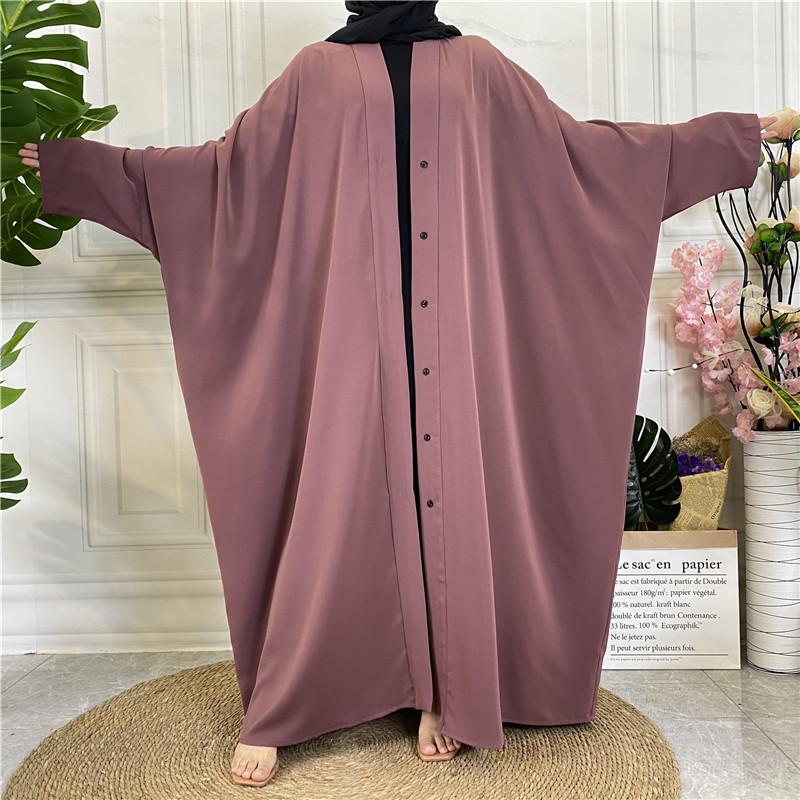 Product Introduction of 2022 New Middle Eastern Dubai Hot Style Solid Color Tie Button Cardigan Robe 1923 10
