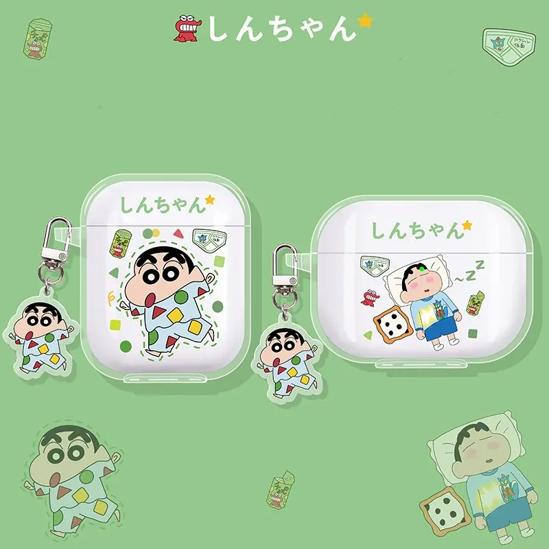 Ốp Shin Chan Bút Chì Màu Ngủ, Thiết Kế Dễ Thương, Dành Cho AirPods Gen1 / 2 Và 3 Pro, Ốp TPU Mềm Phụ Kiện