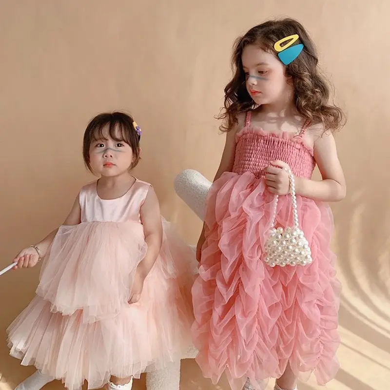 [A59] Đầm hồng công chúa hai dây xᶖnh xắn sang xịn cho bé gái đi tiệc đi chơi - Quảng Châu- sẵn 1